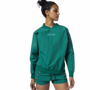 Reebok Meet You There Woven Pullover Sweatshirt Damen - Grün - DE 031-EKN